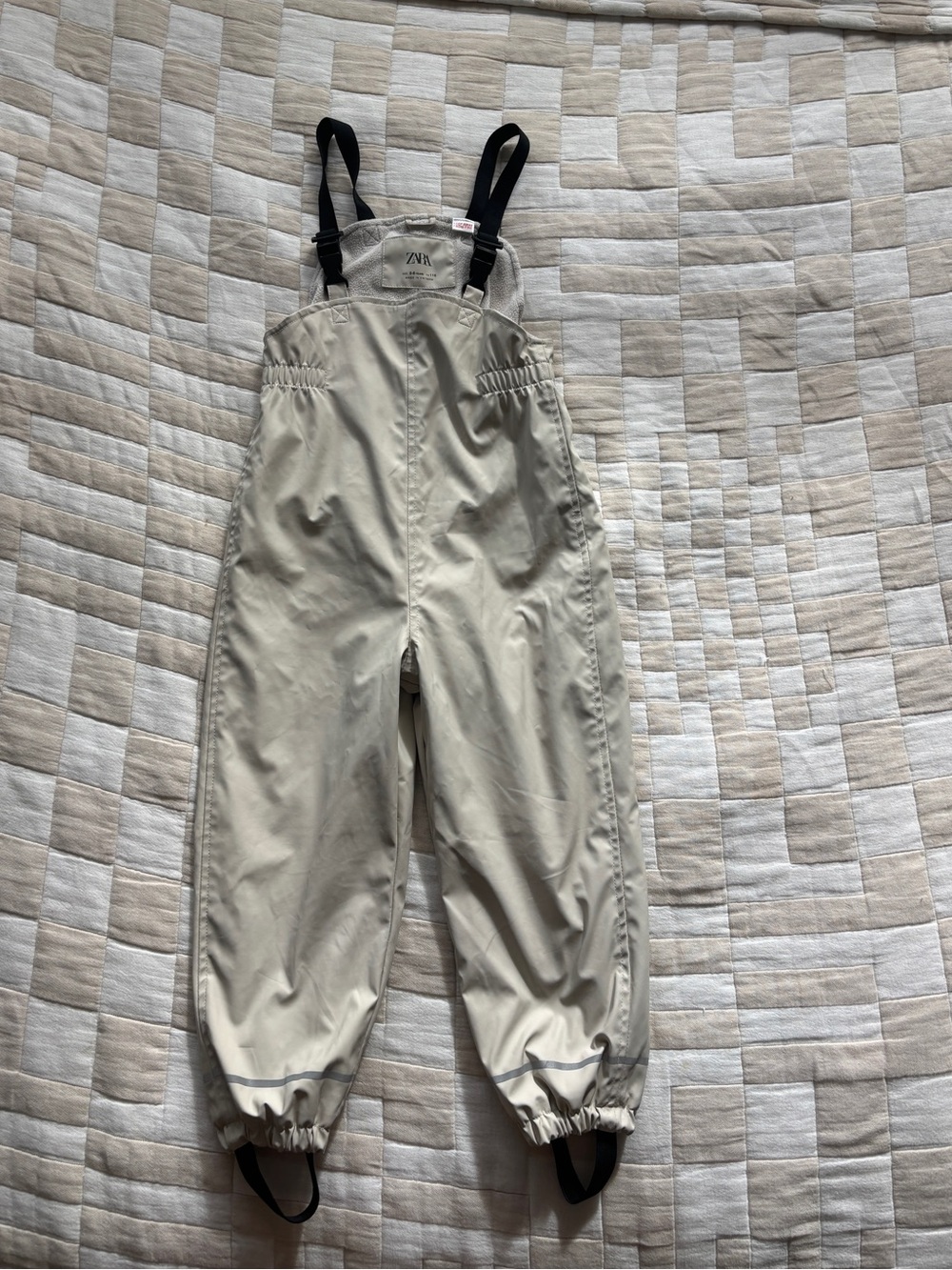 Zara kids waterproof snow overalls neutral